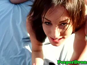 Rooftop sex, someone's spying with drone?