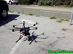 Rooftop sex, someone's spying with drone?