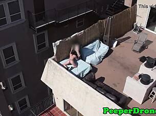 Rooftop sex, someone's spying with drone?