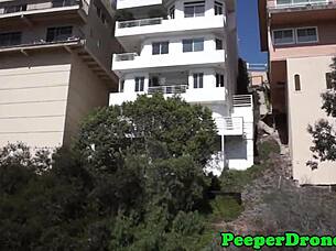 Rooftop sex, someone's spying with drone?