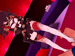 Amber has fun with feet in 3d cartoon hentai