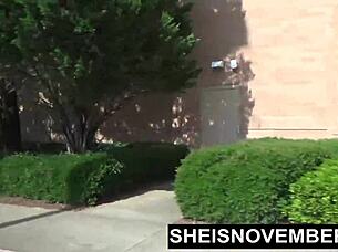 Cute ebony babe surprises white boss with POV blowjob and doggystyle.