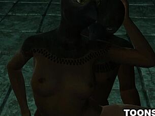 That masked cartoon babe is getting rough sex