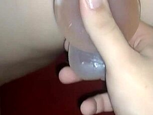 This chubby girl playing with her fat ass using dildo toys
