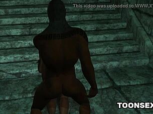 That masked cartoon babe is getting rough sex