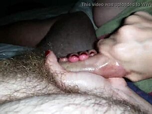 handjob on big cock leading to cum