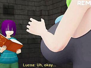 Giantess uses reduction spell on shota?