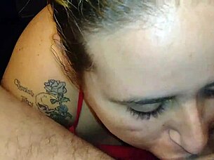 A young stud drinking daddy's deep throat blowjob