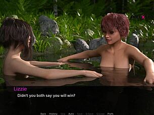 I have fun with Audrey and Lizzie in the river