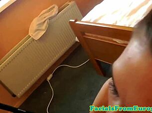 Petite euro slut with piercing gets pov blowjob and facial cumshot