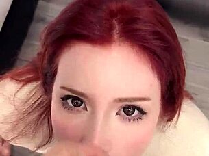 Redhead Beauty Deepthroats Neighbor, Fucked Doggy Style, Cumshot On Face POV