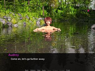 I have fun with Audrey and Lizzie in the river