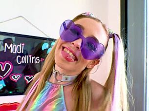 madi collins petite 18+ sucks huge cock pov and swallows big load