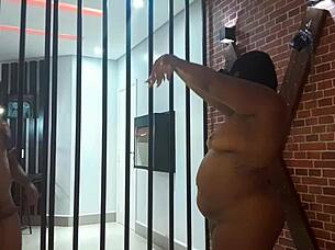 I Fuck My Slave Through the Prison Bars with Big Ass and Tits