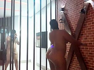I Fuck My Slave Through the Prison Bars with Big Ass and Tits