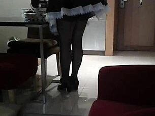 Maid cleans the house