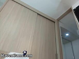 Busty hourglass latina FINGERS her wet pussy for INTENSE orgasm