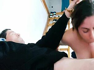 this teen gives the best blowjob in the world, sucking like a pro in casual scene