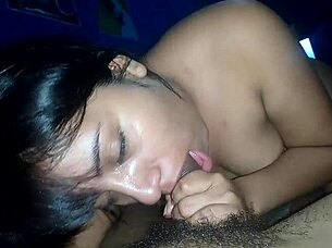 A latina girl gives her first hd blowjob and masturbates to orgasm