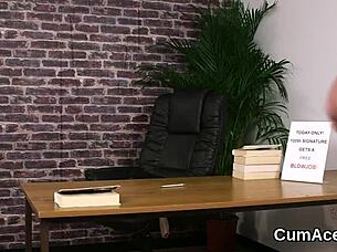 Slutty honey receives cum shots on her face. She gulps all the love juice in this pov blowbang.