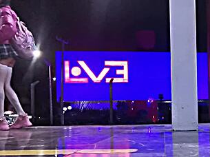 Public whore flashing in miniskirt