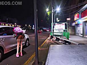 Public whore flashing in miniskirt