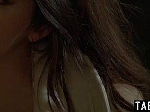 Busty lesbian chief Valentina Nappi interacts with her ebony secretary Julie Kay.