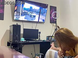 Sucking Him While He Plays Video Game