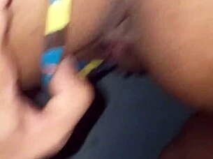 beautiful brunette in thong gets assfucked with big cock and cumshot in public 😈