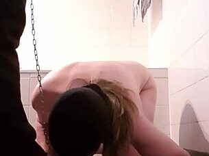 Françoise Serves Master In Bathroom With Blowjob
