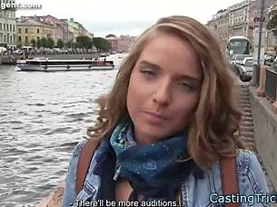 Casting amateur's tight cunt gets fucked