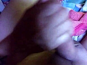 wife jerks off husband, squirting everywhere during orgasm