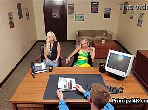 Two blondes for principal to fuck
