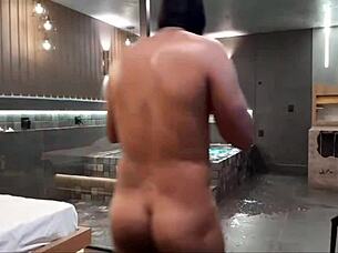 Wild Bath Sex: Brunette Can't Handle Monster Cock in Intense Muff Diving