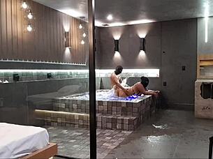 Wild Bath Sex: Brunette Can't Handle Monster Cock in Intense Muff Diving