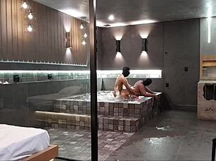 Wild Bath Sex: Brunette Can't Handle Monster Cock in Intense Muff Diving