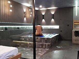 Wild Bath Sex: Brunette Can't Handle Monster Cock in Intense Muff Diving