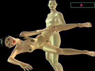 Indian girl fucks Japanese man in 3D!