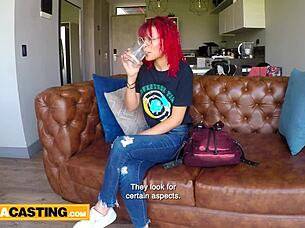 petite latina redhead gets pounded by casting agent