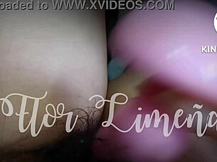 peruvian girl plays alone at work with dildo on ass