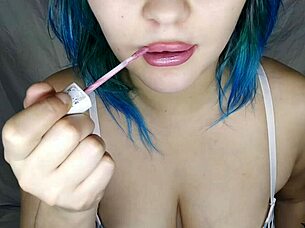 Mouth Fetish: Milf Paints Lips With Lipstick In High Definition Close Up.