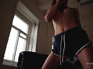 i watch this gorgeous busty blonde in lingerie, she's so horney and teasing me pov