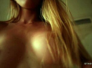 i watch this gorgeous busty blonde in lingerie, she's so horney and teasing me pov