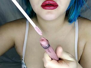 Mouth Fetish: Milf Paints Lips With Lipstick In High Definition Close Up.
