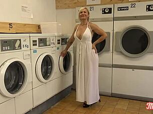 Kim the French cougar handles two hard cocks expertly!