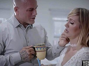 office harassment with a hot blonde milf giving rough blowjob at work