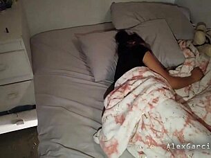 I wake my latina stepsister by licking her narrow ass and small waist in bedroom