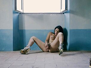 Valentina nappi teases in clear latex dress before huge dildo masturbation solo