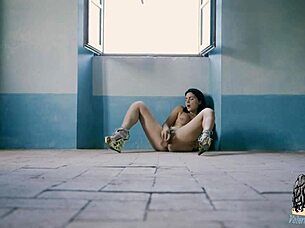 Valentina nappi teases in clear latex dress before huge dildo masturbation solo