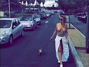 Outdoor nude flashing in Cape D'Agde August 2017.